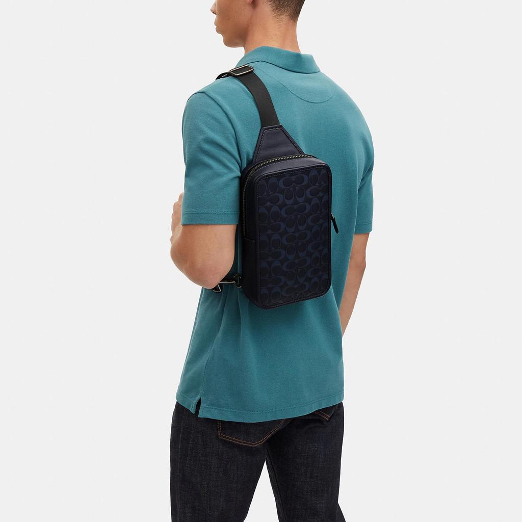 Coach Sullivan 16 Classic Monogram Multifunctional Pocket Zipper Closure Small Calfskin Chest Bag Waist Bag Crossbody Bag Small Men Bags CJ583-QBVRN