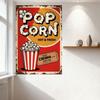 Vintage Popcorn Metal Tin Sign Retro Movie Theater Poster Red Background Yellow Circle 'POP' 'CORN' Hot Fresh Decor for Bar Café