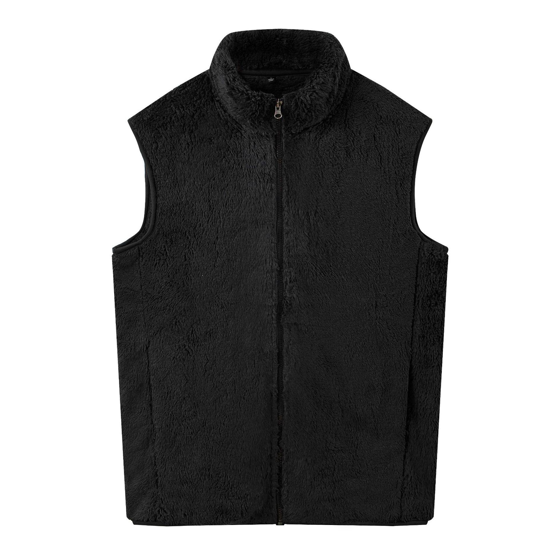 Men s Thick Fleece Vest Cardigan with Embroidered Logo M