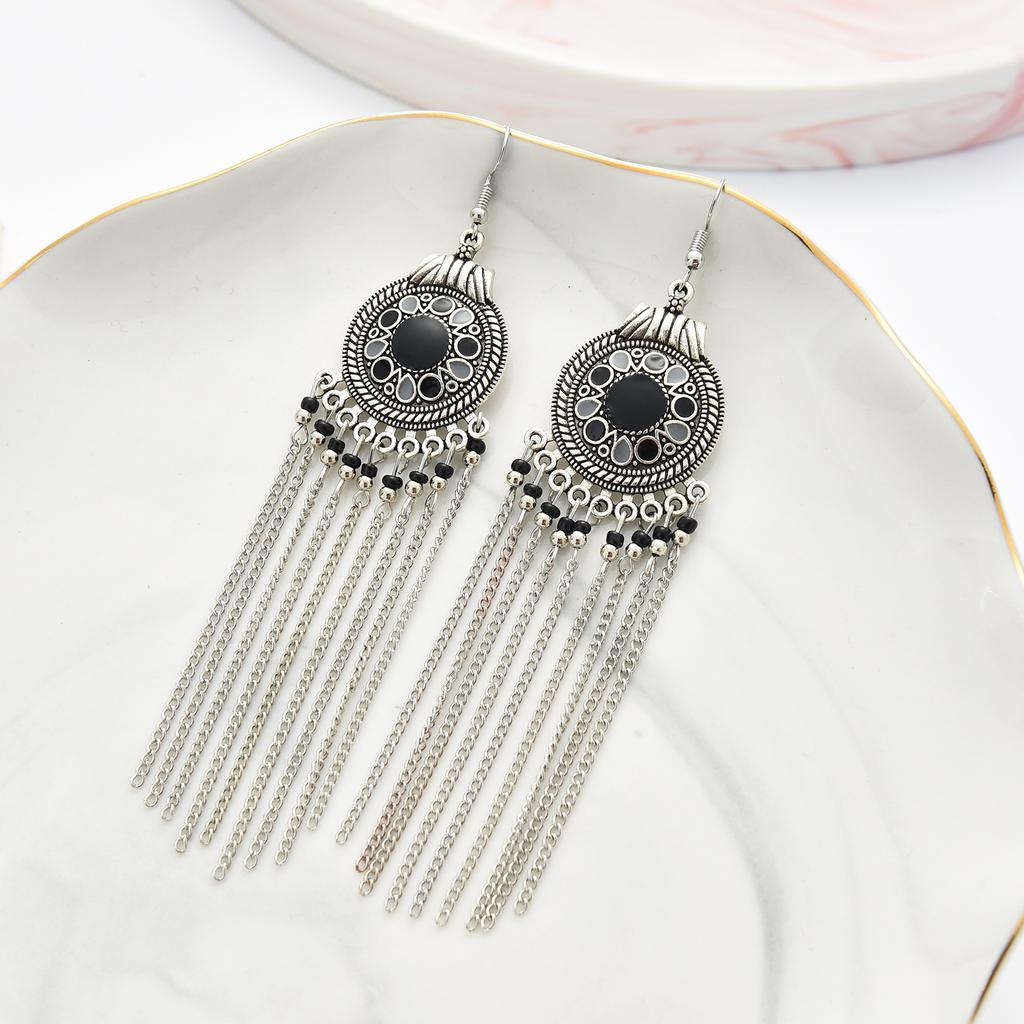 Ethnic Retro Chain Long Tassel Earrings Creative Personality Trendy Earrings Earrings