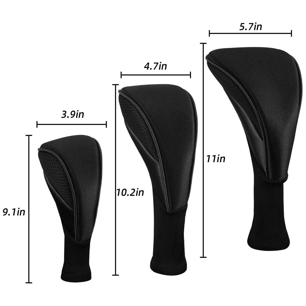 Scott Edward Golf Club Headcovers for the Lane Woods 3 Long Neck Mesh Golf Club Headcovers with Interchangeable Number Labels Driver/Mixed Style,