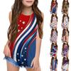 Girls  Kids Summer Crewneck Sleeveless Shirts Tank Tops Independence Day