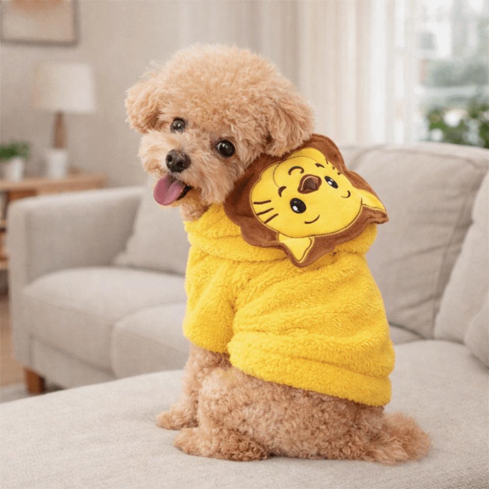Soft Dog Hoodies Warm Dog Jumpsuits Cartoon Dog Lion Costume for Cats and Dogs