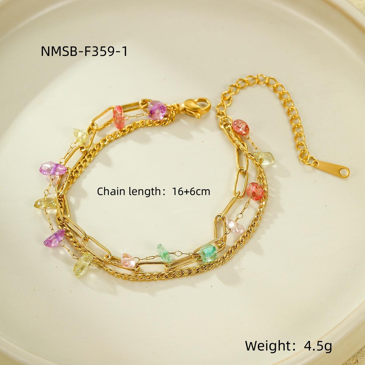 GEMCHIC Women s 18K Gold Plated Stainless Steel Layered Bracelet with Colorful Gemstones for Fashion
