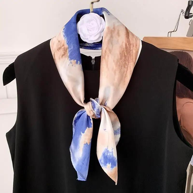 Retro 70*70 Square Scarf Colorful Silk Scarf Women Neck Scarf All-match Shawl Fashion Trendy Headscarf Women's Accessories Gifts