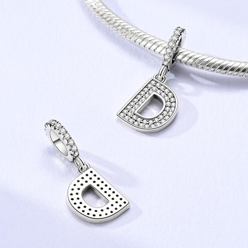 New 26 A-Z Diy Letter Charms Beads Pendant Copper Fit Original Bracelets Bead Making Anniversary Women Jewelry Gift