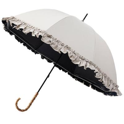 Sun UV Long Sun and Rain Frilled Manual 8 Sun Easy To Carry [LINSHIN] Women's Umbrella, Protection, Umbrella, Umbrella, Water-Repellent, Lightweight,
