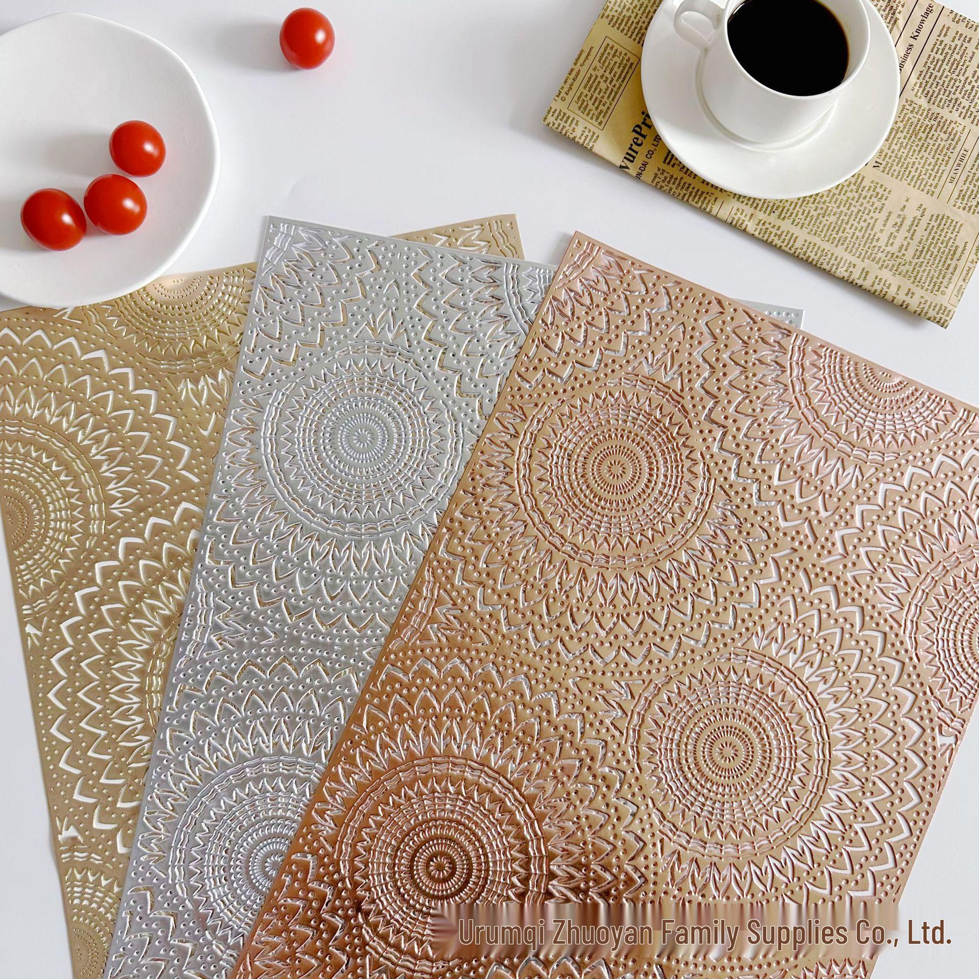 Heat-Resistant Waterproof Western-Style Square Placemat for Dining Room серебряный