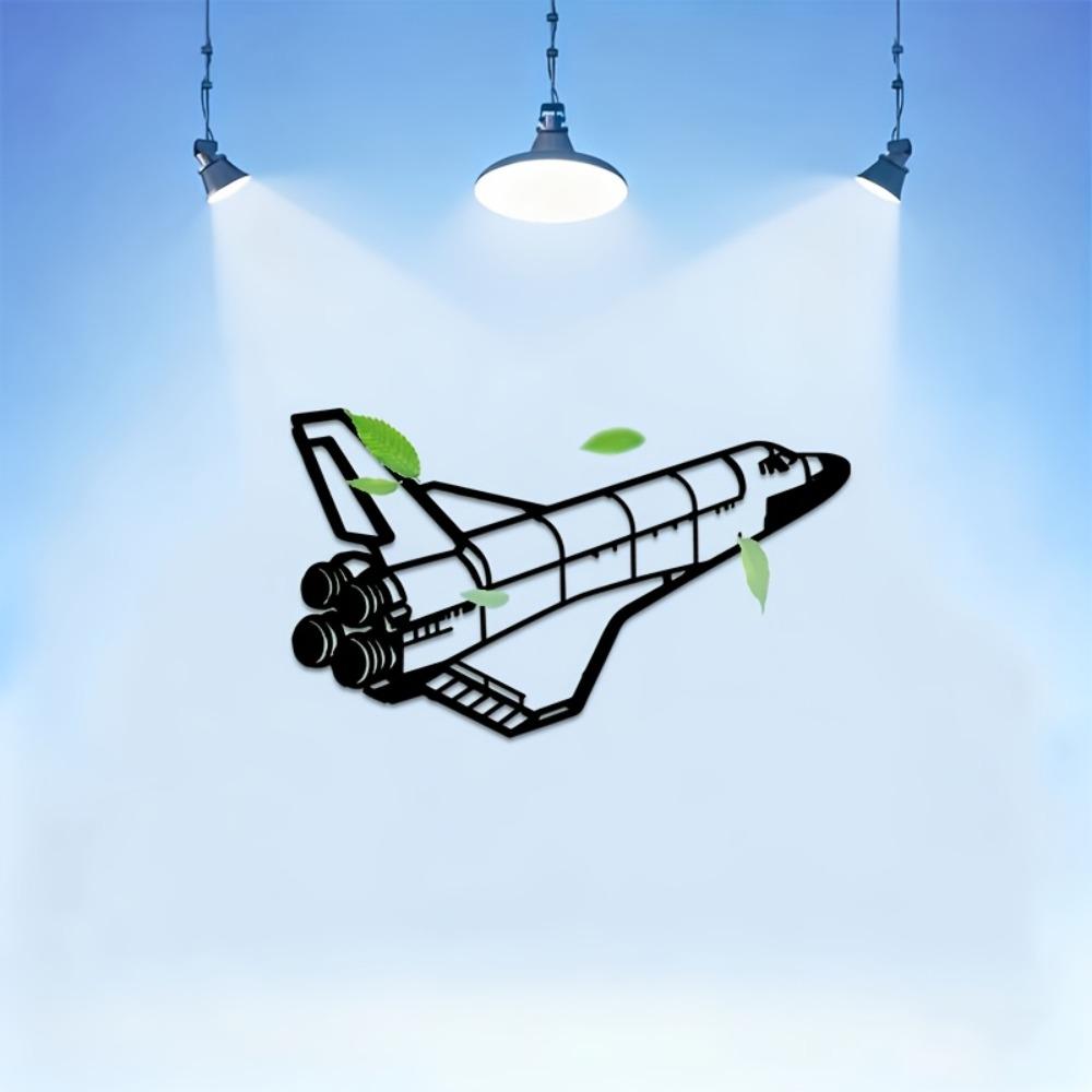 

2D Metal Space Shuttle Wall Art, Minimalist Iron Sculpture, Flat Design Decor for Living Room Bedroom Office, Modern Home Accent 12in