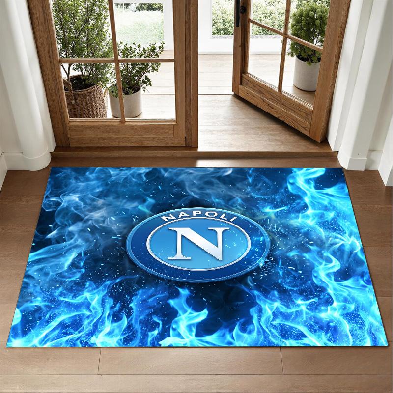 Napoli FC Design Crystal Velvet Rug Soft Decorative Mat for Bedroom Entrance