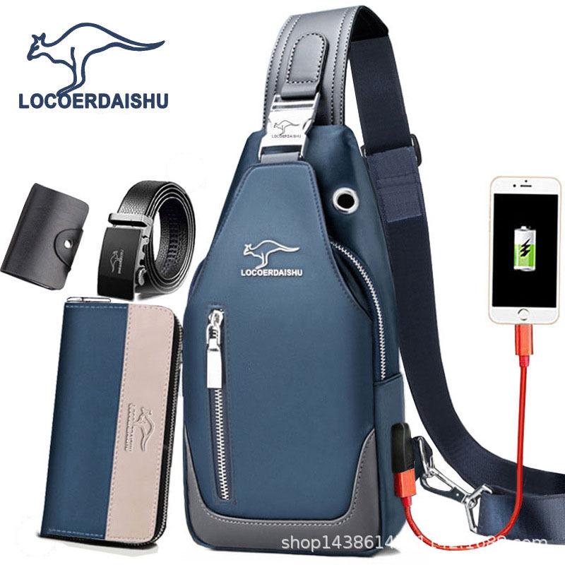 Men's Waterproof Oxford Cloth Crossbody Chest Bag - Korean Style, Trendy, Wear-Resistant, Single Shoulder Bag
