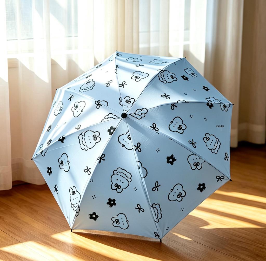 Custom Logo Sunshade Cartoon Folding Umbrella - Dual-Use, Anti-UV, Rain or Shine