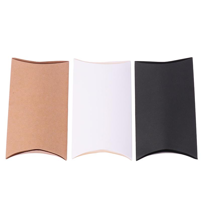 50Pcs Kraft Paper Pillow Box With Clear Window Candy Packaging Box For Birthday Parties Baby Showers And Wedding Party