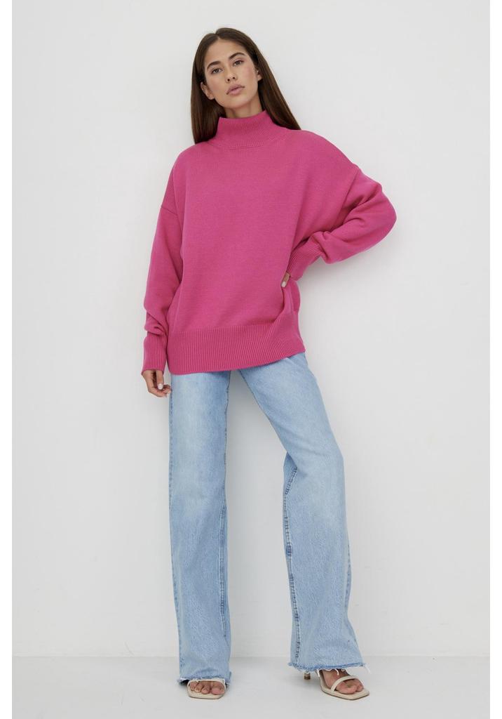 European & American Autumn/Winter Loose Cross-stitch Half-high Collar Sweater