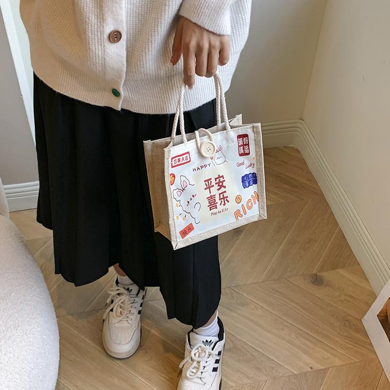 Trendy Small Square Canvas Bag For Women Featuring Unique Street Style And High Durability