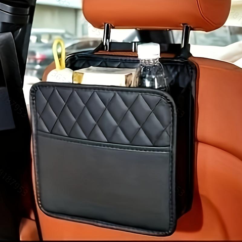 Universal Car Seat Hanging Storage Bag - Multi-Pocket Organizer with Durable Leather, Spacious Design for SUVs, MPVs & Sedans - Black