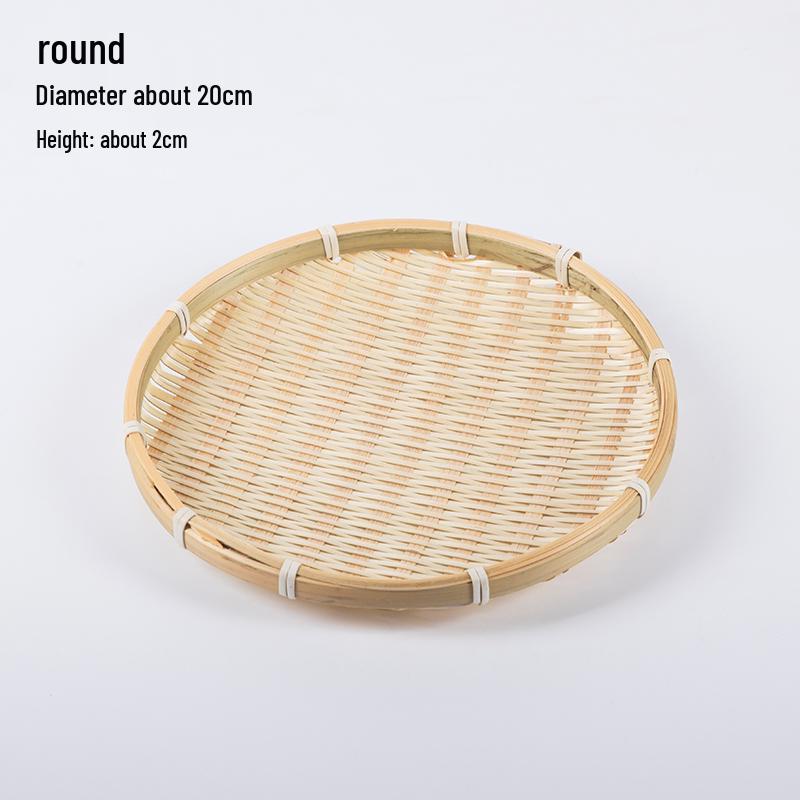 Handmade Bamboo Weaving Sieve Basket Storage and Snack Plate Set