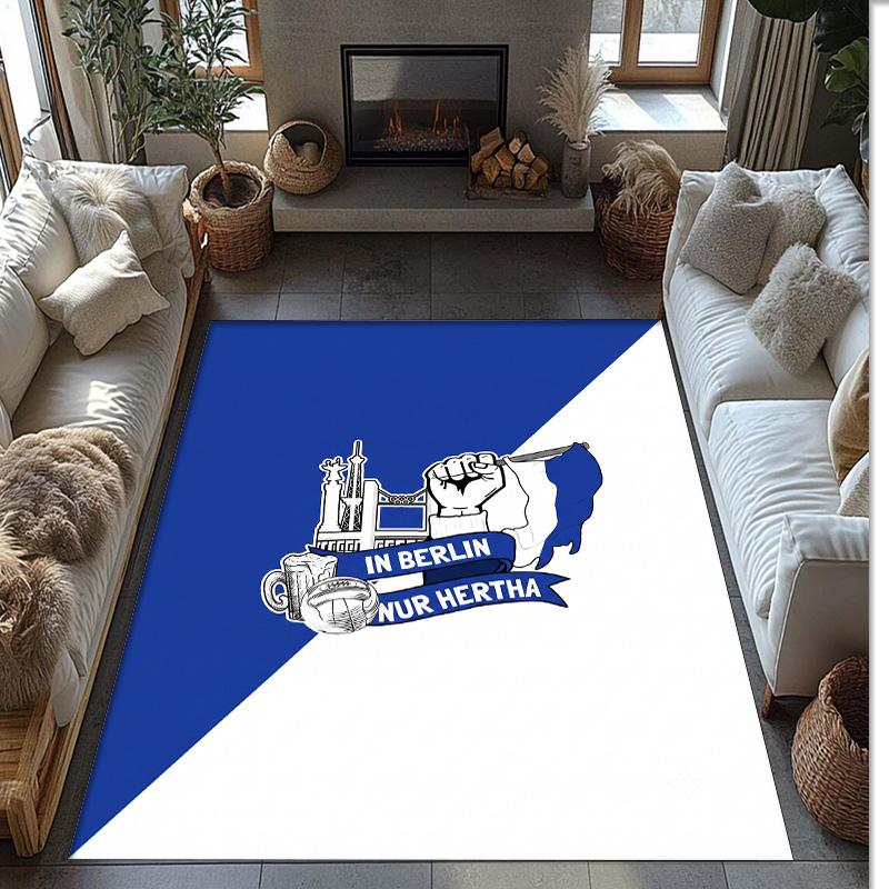 hertha bsc FC Soccer Football Pattern Soft Area Rug Non Slip Indoor Floor Carpet Sports Decor Mat for Bedroom