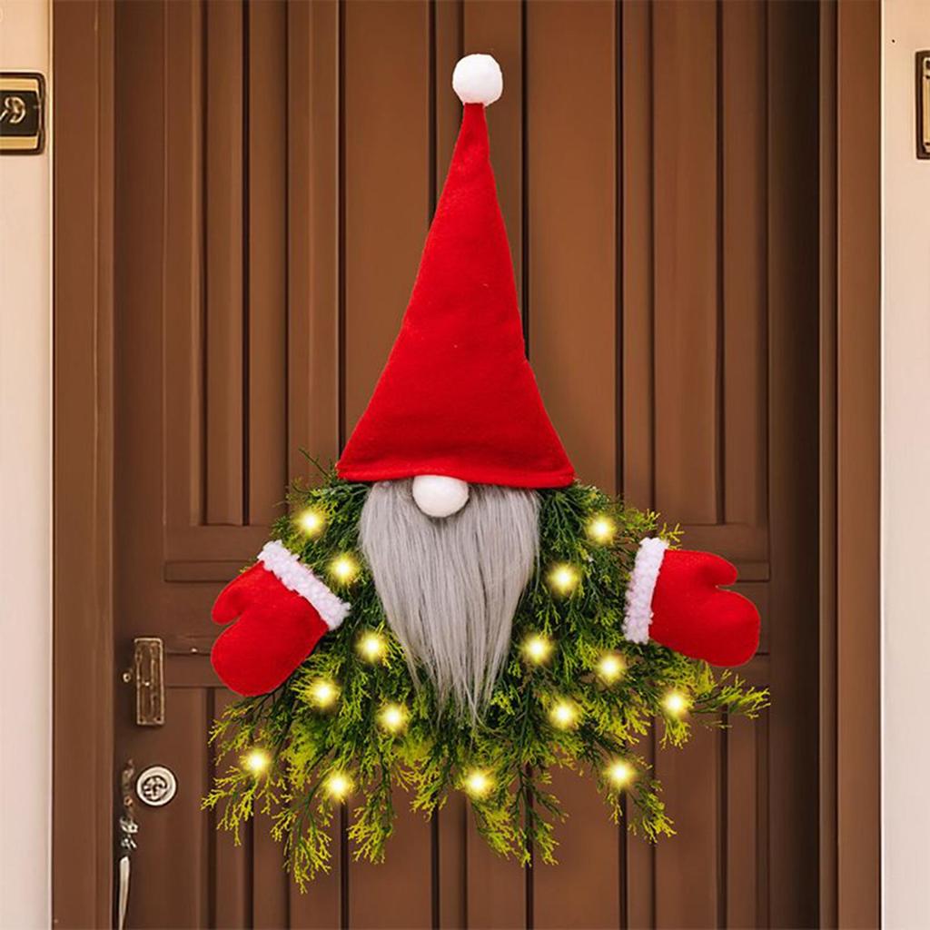 Christmas Wreaths For Front Door Advent With LED Lights Gnome Front Door Holiday Wreaths Christmas Decor For Indoor Window