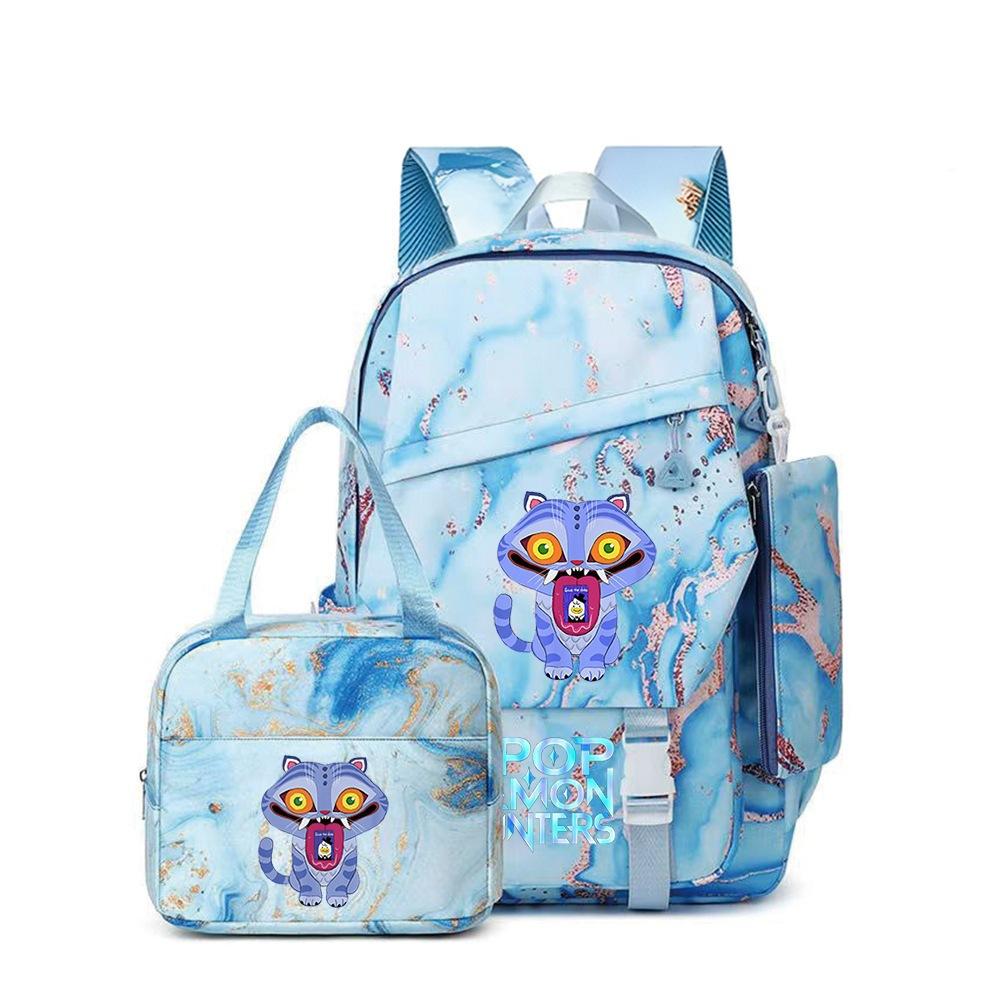 3 Piece School Backpack Set for Students Large Capacity Oxford Cloth Schoolbag with Shoulder Strap and Pencil Case