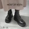 [AmiAmi] Platform Boots, Front Zip Boots, Women's Short Boots, Black Track Sole, SH214 (S (22.5cm-23.0cm), Black (Smooth))