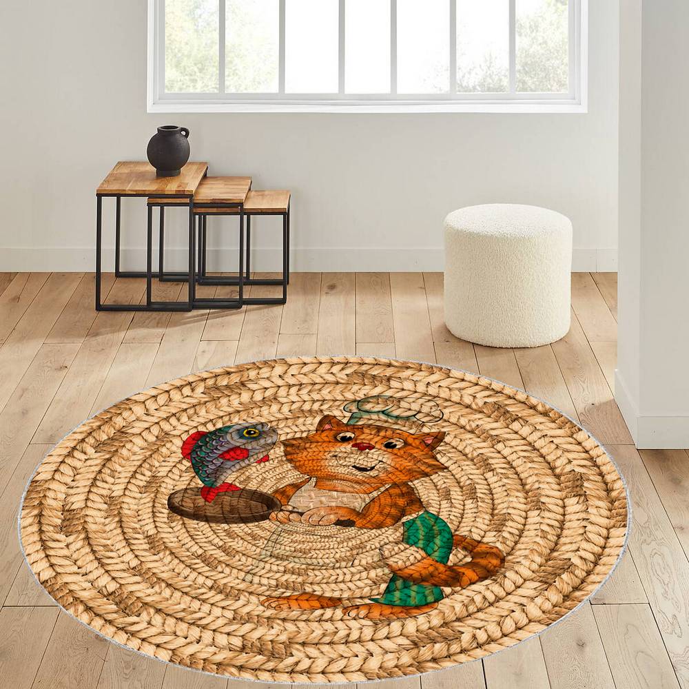 

Rovigo Home Моющийся круглый ковер с принтом RHM7060-SD333 100x100 коричневый