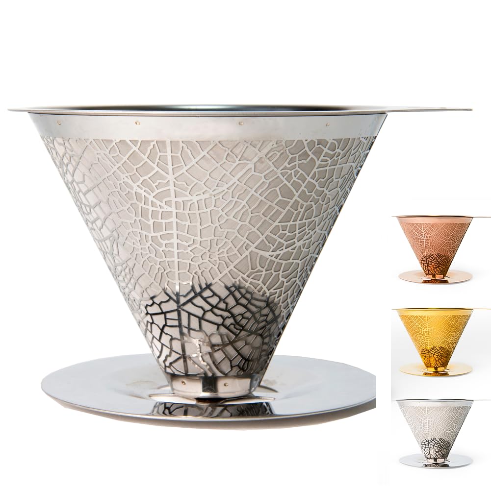 

Chill Coffee [Easy to clean & lets you enjoy coffee oils] Titanium-coated coffee filter and coffee dripper, stainless steel