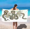 Großes Mikrofaser-Strandtuch, Vintage-Blumen-Schlangenprint, Sandfrei & Schnelltrocknend, für Mystischen Boho Sommerstrand