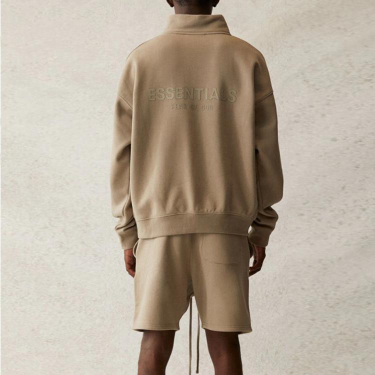 Fear of God Essentials SS21 Mockneck Half Zip Fleece Sweatshirt Unisex Tops Moss FOG-SS21-581