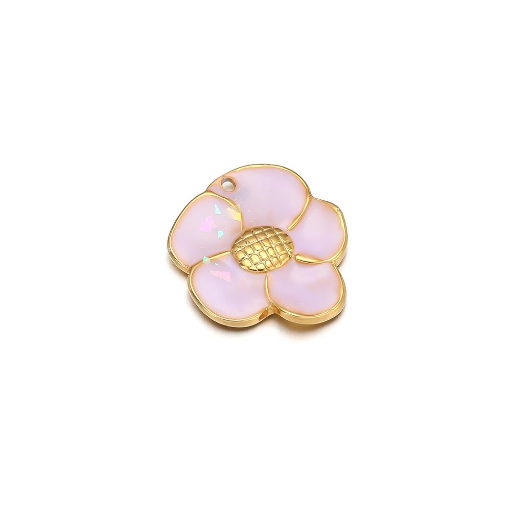 5pcs Stainless Steel 18K Gold Color Enamel Colorful Flower Charms Pendants for DIY Jewelry Necklace Making Bracelets Accessories