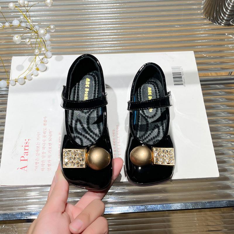 Children s leather shoes Spring and autumn children s Mary Jane princess shoes Comfortable soft-soled children s single shoes 35 чёрный