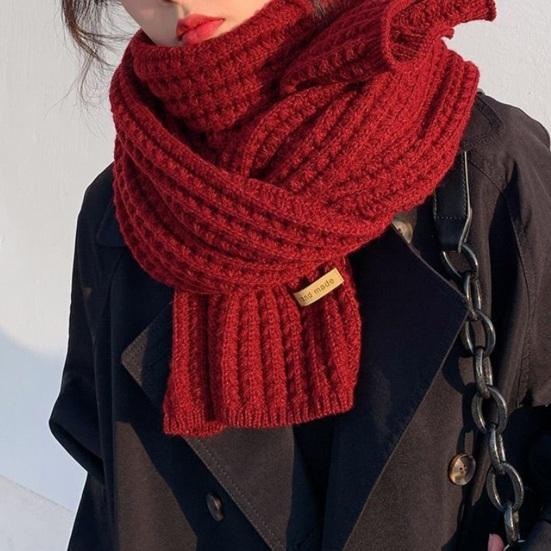 Women Scarf Thickened Warm Solid Color Scarf Autumn Winter Versatile Comfortable Knitting Long Scarf Fashion Accessory