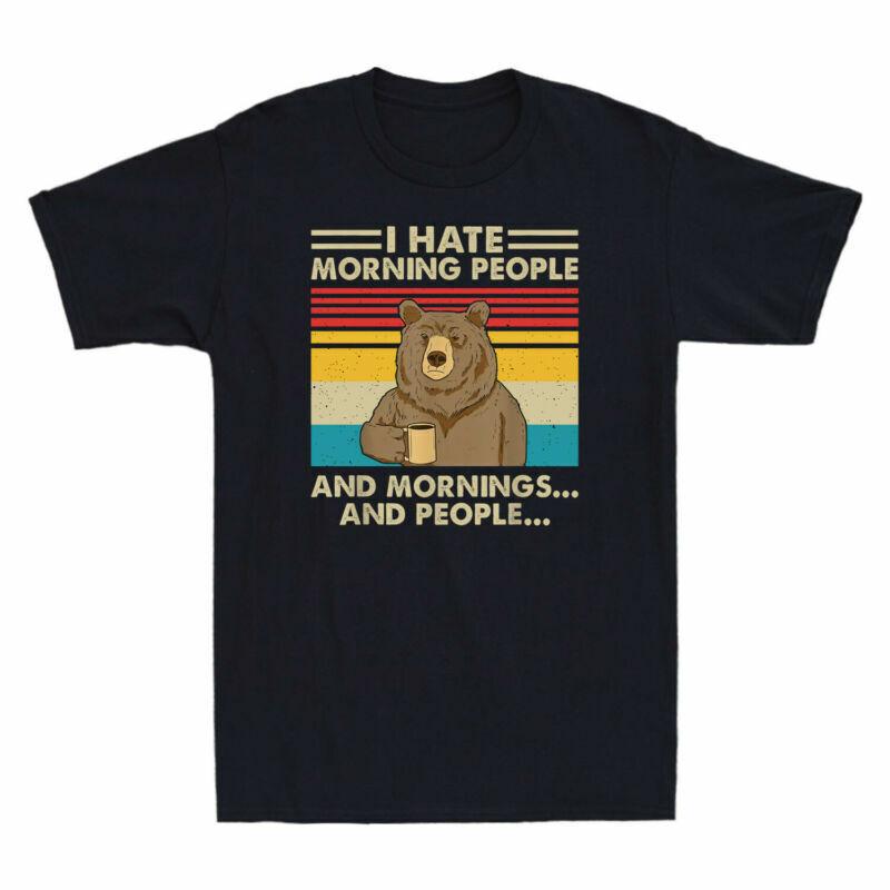 Morning Bear Vintage People And Mornings I Hate People Tshirt Unisexs Funny And S