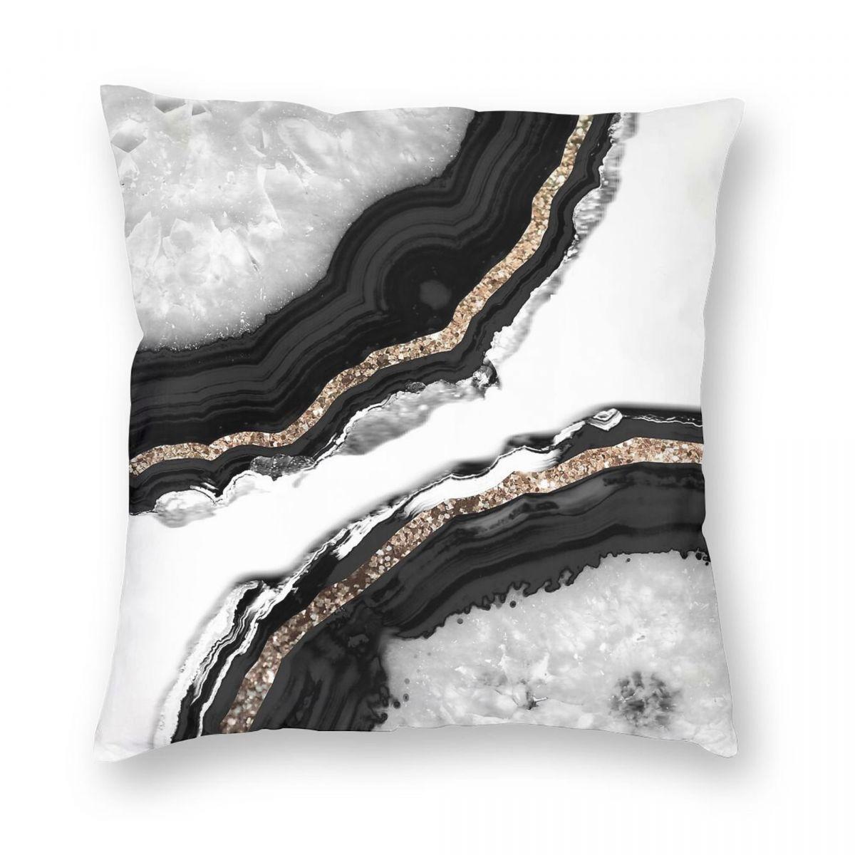 

Agate Rose Gold Glam Square Pillowcase Polyester Linen Velvet Pattern Zip Decor Throw Pillow Case Home Cushion Cover 30x30cm
