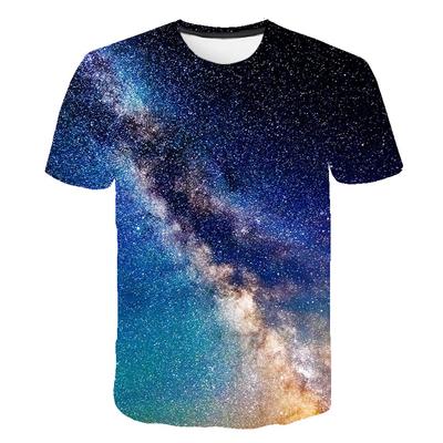 Weites Universum Galaxie Grafik T-Shirt Sommer Mode Herren T-Shirt mit 3D Casual O-Ausschnitt Hip Hop T-Shirt