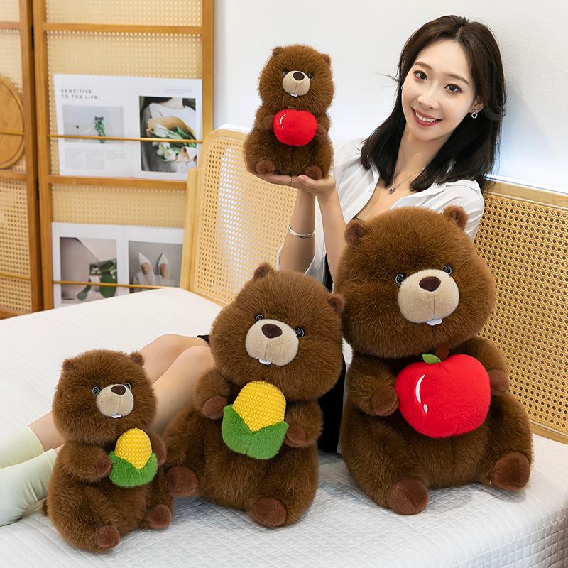 Cute corn eater gnawing groundhog doll plush toy naive groundhog sleeping doll gift