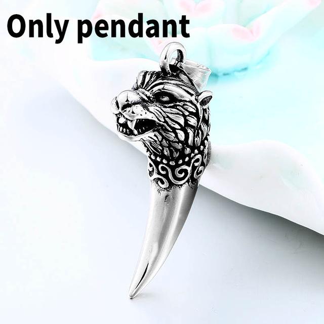 

Beier 316L stainless steel Scandinavian amulet Norse Viking drgon men Pendant Necklace Classic animal wolf teeth Fashion jewelry