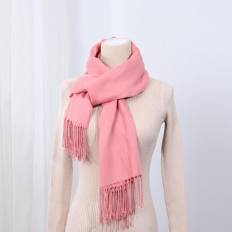 Big Red Scarf Korean Style Women's Winter Imitation Cashmere Thickened All Match Warm Shawl Solid Color Dual Use