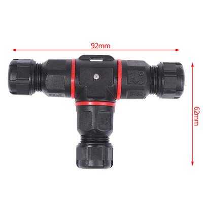 Ip68 Waterproof Connector T Shape 3 Pin 250V 24A Cable Wire Gland Sleeve Connect