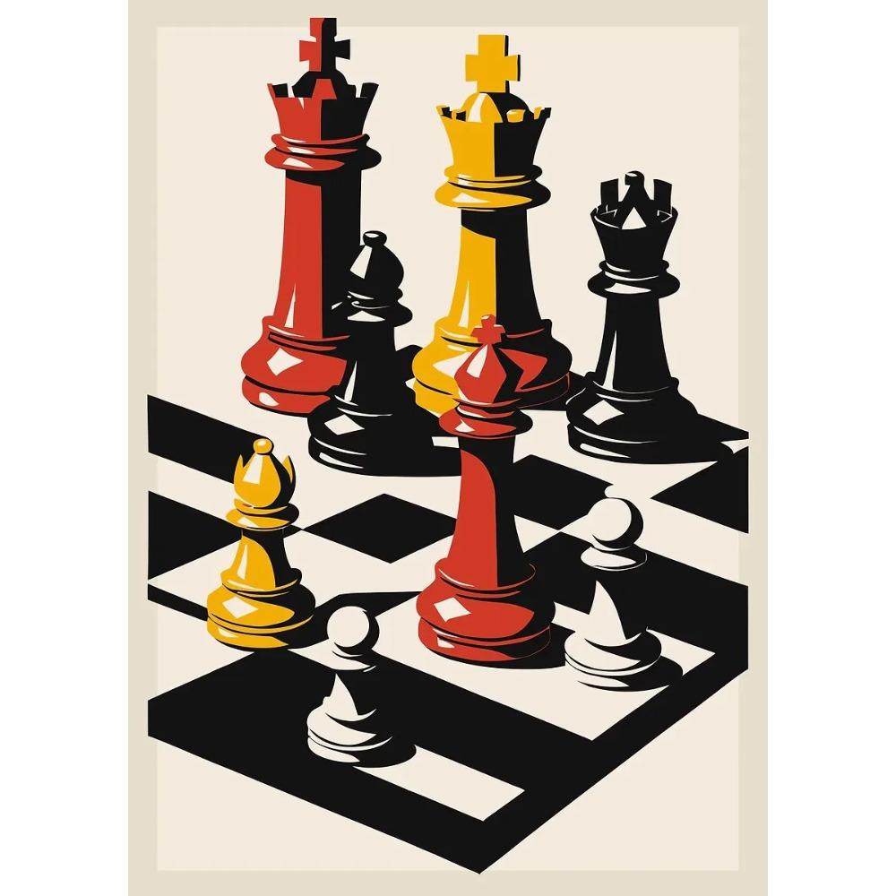 International Chess Posters Geometric Chessboard Minimalist Game Prints Canvas Painting Wall Art Pictures Home Living Room Decor