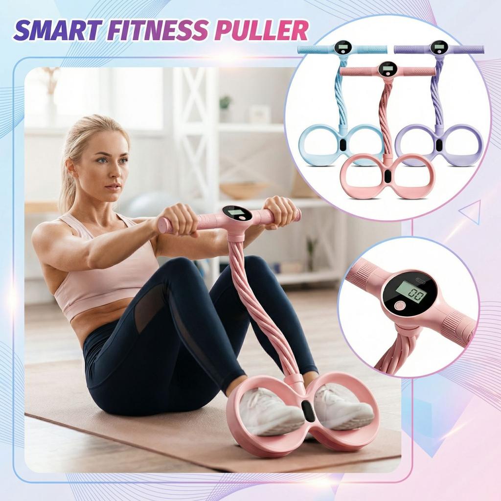 Multifunctional Fitness Pedal Resistance Band with Digital Counter Adjustable Tension Home Exercise Yoga Stretching Equipment