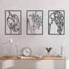3 Pieces Metal Wall Art Abstract Woman Line Drawing Black Home Decor Living Room Kitchen Bathroom Gift