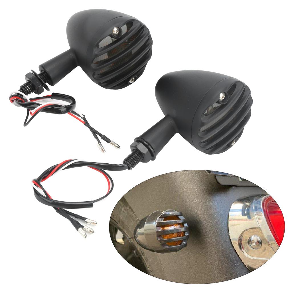 2pcs LED Turn Signal Lamp Indicator Bright Yellow Light Color Waterproof Fit for   Retro Motorbike