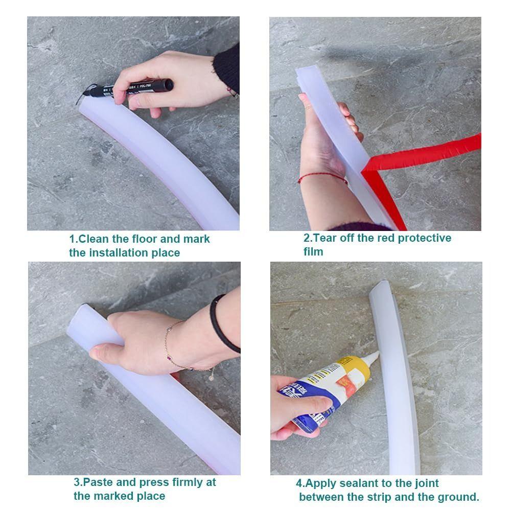 Self Adhesive Collapsible Shower Water Dam 2M Shower Water Barrier  Laundry Room