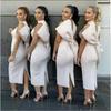 Women's Plus Size Halter Bow Backless Evening Gown - Sleeveless, High Waist, Slimming Dress