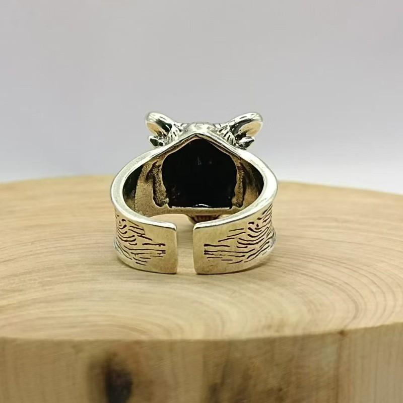 Adjustable Ox Head Ring Men Women Vintage Style Plated Animal Signet Band Retro Geometric Jewelry