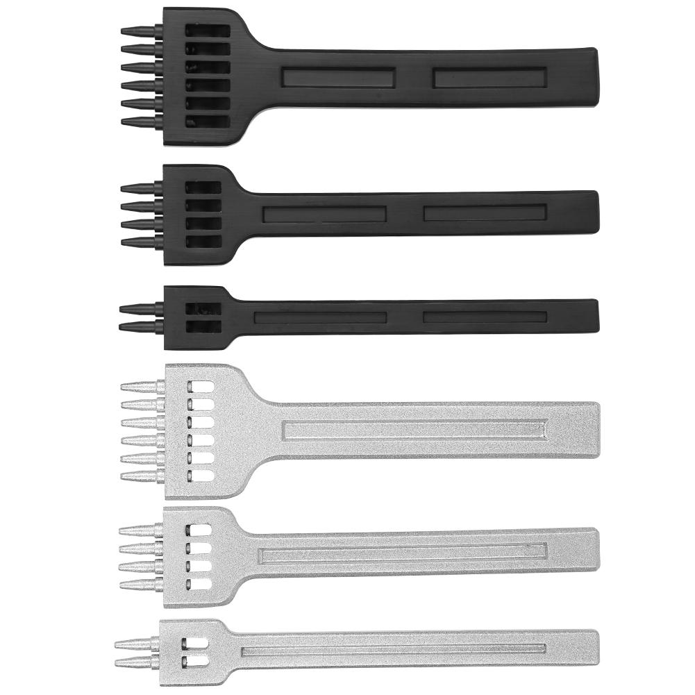 6ks Hrotové dláto Kulatý otvor DIY Kožený děrovací nástroj Vysokouhlíková ocel 2 otvory 4 otvory 6 otvorů 4mm