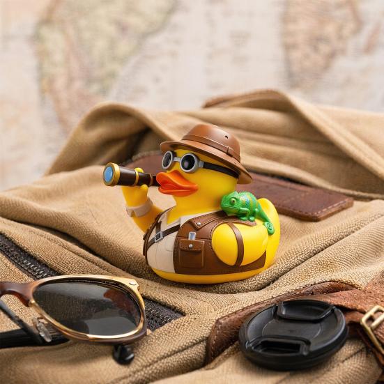 Yousheng Yellow Duck Ornament with Mountaineering Gear, Outdoor Explorer Theme Decorative Figurine, Synthetic Resin Duck Statue for Desktop Bookshelf