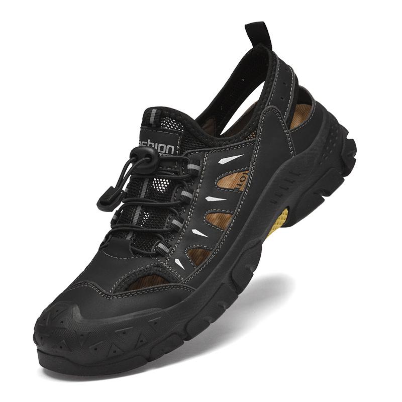 2025 Men's Breathable Closed-Toe Summer Sandals - Casual Large Size Beach Mesh Shoes