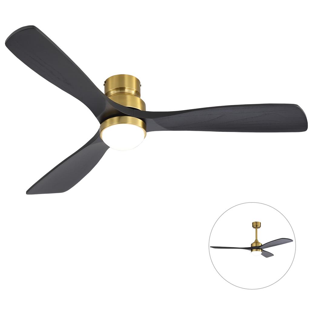52-inch ceiling fan with LED light, dimmable, DC motor, timer function (1/4/8 h), 6 speed levels